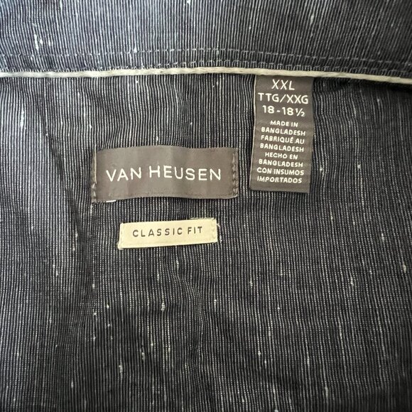 Van Heusen Men's XXL 18-18.5 Classic Fit Long Sleeve Button Down Blue Shirt - Picture 4 of 5